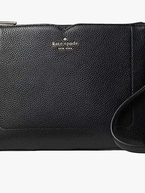 kate spade New York Harlow Black Pebbled Leather Messenger Crossbody NWOT